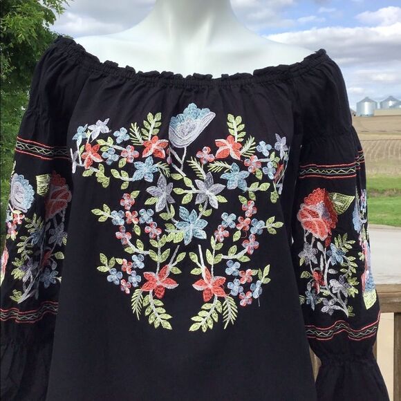 Free People Printed Strapless Mini Dress Fleur Du Jour Off Shoulder Embroidered - Picture 6 of 14
